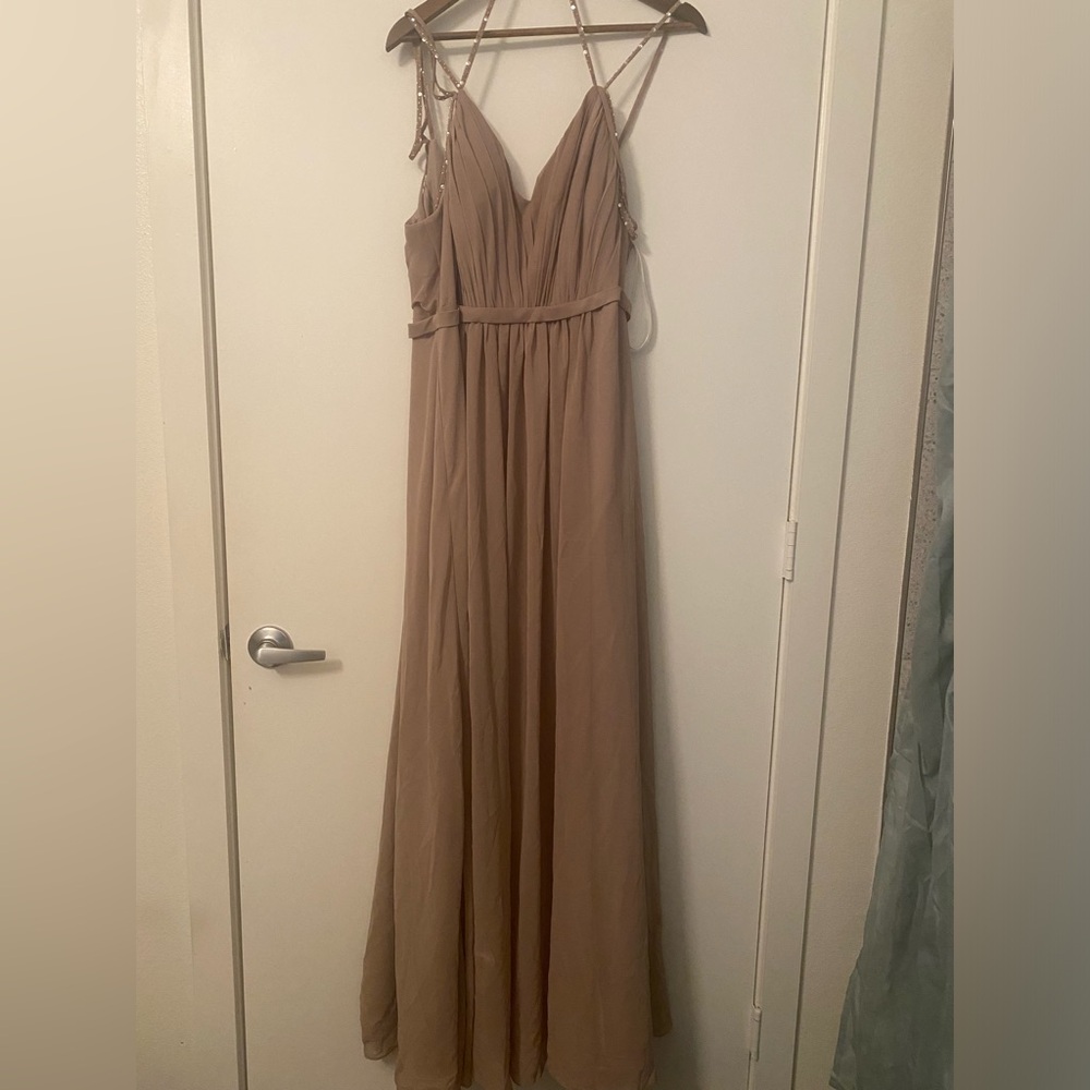 Maxi Pleated Taupe Dress